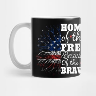 4th Of July Sunflower Home Of The Free Because Of The Brave Mug